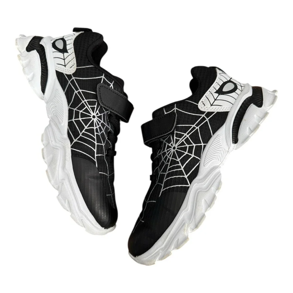 Spider Web Sneakers Kids Black White Size 34 / US Size 2.5